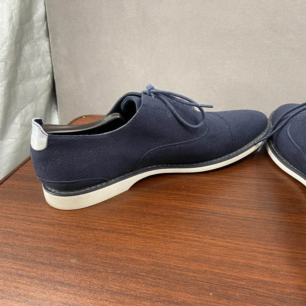 Aldo Nalian Mens US 9.5 Dress Shoes Navy Blue Cap Toe Lace Up Oxford Formal